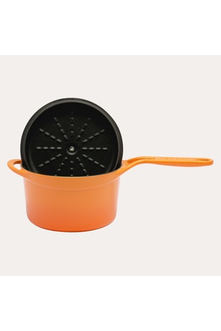 Pot Art Degrade Kayısı Yuvarlak Döküm Kapaklı Sos Tencere 18 Cm Turuncu