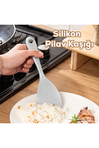 Porsima 5262-1 Sert Uçlu Silikon Pilav Kaşığı Kepçe Beyaz 22cm