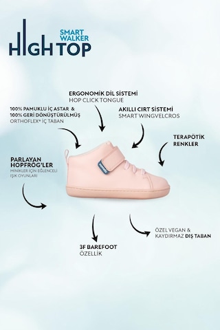 Smart Walker High Top Pembe Işık Barefoot Çocuk Bot-pembe Işık