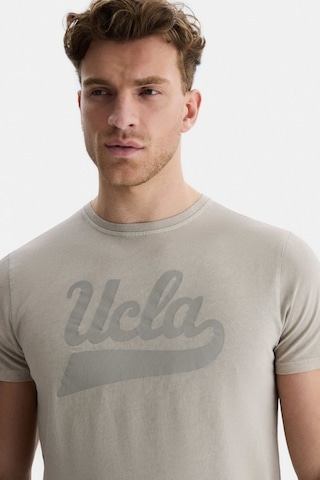Ucla Margan Gri Bisiklet Yaka Baskılı Erkek Tshirt Gri