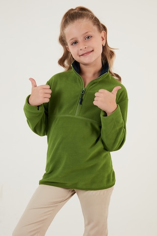 Lela Yumuşak Dokulu Fermuarlı Dik Yaka Şardonlu 2'Li Paket Çocuk Polar 5905002S2 Fıstık Yeşil-Fuşya