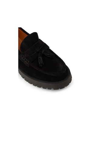 Deery Kadın Hakiki Süet Siyah Püsküllü Loafer - 02035zsyhc01 Siyah