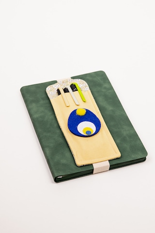 Defter Üstü Kalemlik A5 Lastikli Kalem Tutucu Kumaş Organize Sarı