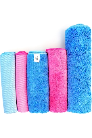SmartBee Premium Mikrofiber Ev Temizlik Paketi Mavi - Pembe
