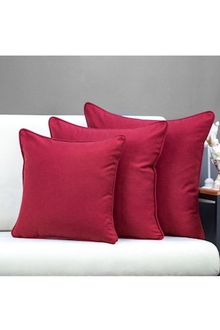 Keten 43x43 Kırlent Kılıfı 2'liı Fermuarlı Evtex Bordo
