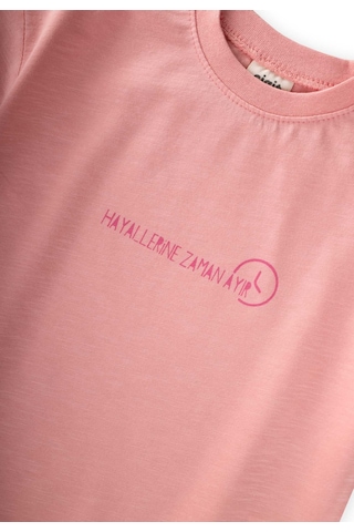 Cigit Slogan Baskılı T-shirt 2-10 Yaş Pembe
