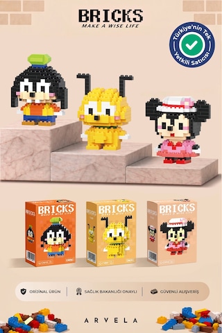 Disney Serisi:minnie & Pluto & Goofy Üçlü Set - Eğitici Oyuncak Figür - Orijinal