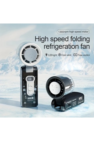 Xuweiwei Şeffaf Beyaz Şeffaf Katlanabilir El Tipi Buz Paketi Fanı Soğutma Aydınlatma 100 Ayarlı Usb Şarj Lityum Pil İç Dış Mekan