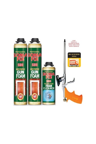 2 Adet Somafix Tabancalı Poliüretan Köpük Tabanca Temizleyici Set