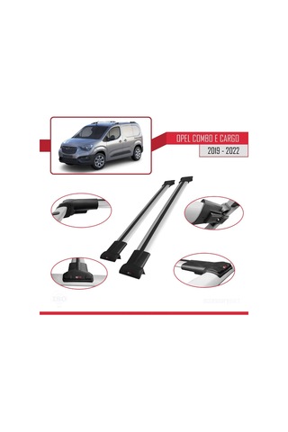 Opel Combo E Panelvan 2019-2022 Arası İle Uyumlu Fly Model Ara Atkı Tavan Barı Gri