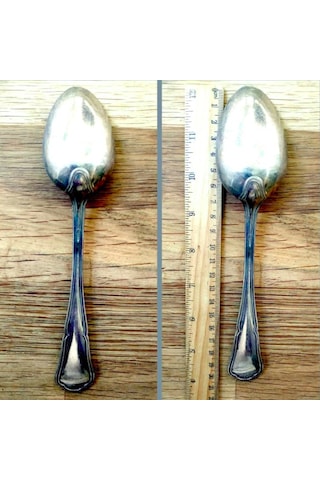 Omeniv Antika Alpaka Gümüş Kaplı Kaşık Servis Kaşığı Damgalı 75Gr