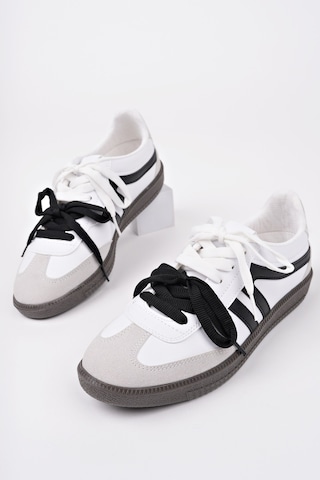 Muggo Retro Çift Bağcıklı Günlük Kadın Sneaker Spor Ayakkabı Beyaz - Siyah