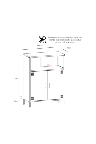Pera Metal Dolap 2 Kapılı, Açık Raflı 80,50 X 40 X 109,50 Cm - 9 Renk Seçeneği Bulunmaktadır Yeşil