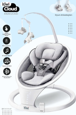 Kiwi Cloud Otomatik Sallanan Anakucağı Bluetooth, Kumanda, Dokunmatik Ekran, Ultra Konforlu Kumaş