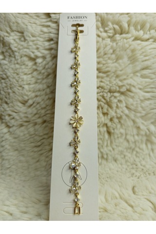 Fushıon Zirkon Taşlı Altın Kaplama Flower Çelik Bileklik Gold