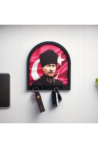 Cajuart Boyutlu Kabartma Tasarım Atatürk Bayrak Tema Anahtarlık Duvar Askılık Dekor