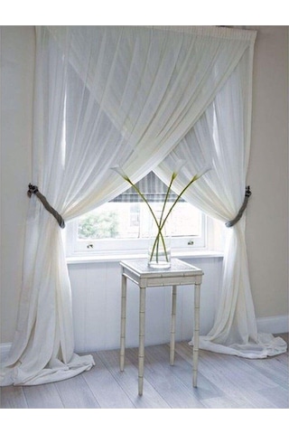 Kırık Beyaz Düz Tül Perde Monaliza Seyrek Pile 1'e 2 Pile-kırık Beyaz Kırık Beyaz