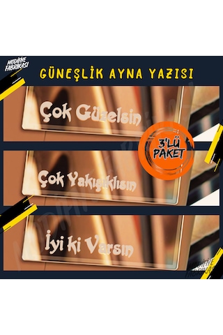 Güneşlik Ayna Sticker Seti 3'lü Paket