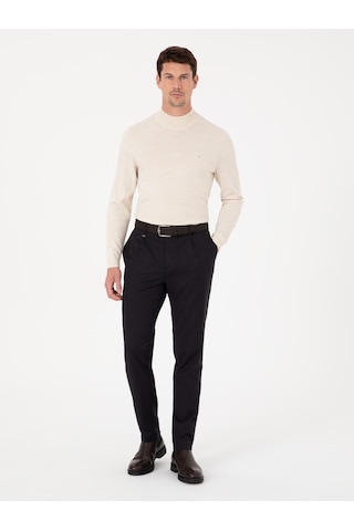 Cacharel Lacivert Carrot Fit Kanvas Pantolon