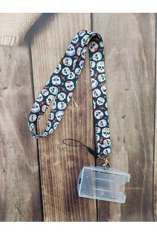 Renkli Kurukafa Kart Askısı Yaka Kartı Boyun Askı İpi Telefon Askısı Yatay Dikey Kart Koruyucu