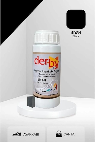 Derby Siyah Kanvas - Bez / Kumaş Ayakkabı Boyası 100 Ml