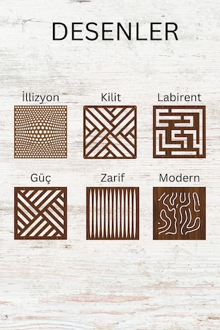 Lazer Kesim Sarkıt Paravan, Ahşap Separatör, Oda Bölücü 4'lü Panel Levha Modern Model
