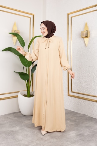 Salaş Kesim Aerobin Kumaş Ferace / Bej - F137 Bej