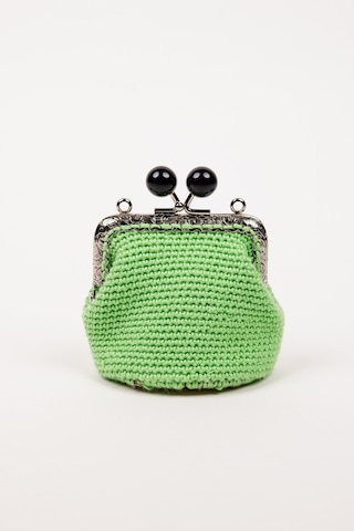Fabric Craft Bag Bozuk Para Cüzdanı Merserize İplik Klipsli Örgü Açık Yeşil