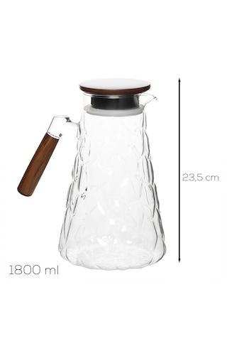 Porsima 6504 Violet Sızdırmaz Kapaklı Ve Kulplu Cam Başucu Sürahisi 1800ml