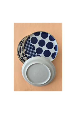 Porland Spotty Desen3 Düz Tabak 24cm Mavi