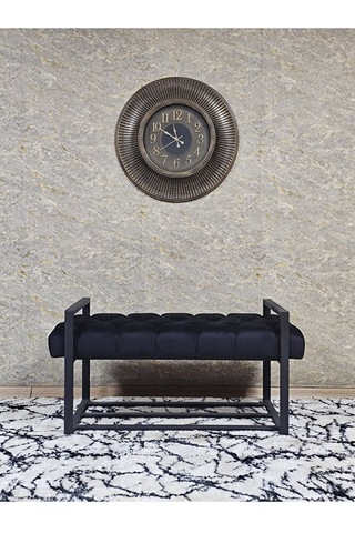 Siyah Boyalı Metal 80 Cm Puf Bench - Antre Puf - Hol Bench - Puf Çok Renkli