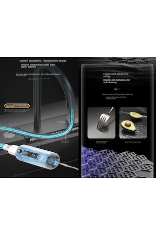  Çelik 7 Fonksiyon Arıtmalı Fiskiye Akıllı Eviye Ve Batarya Seti Antrasit