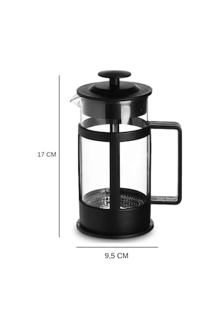 600 Ml Cam French Press Kahve & Bitki Çayı Demleme Bardağı Siyah - Şeffaf