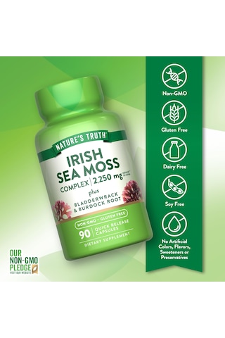 Nature's Truth Irish Sea Moss With Bladderwrack & Burdock Root Greens & Superfoods 90 Caps
