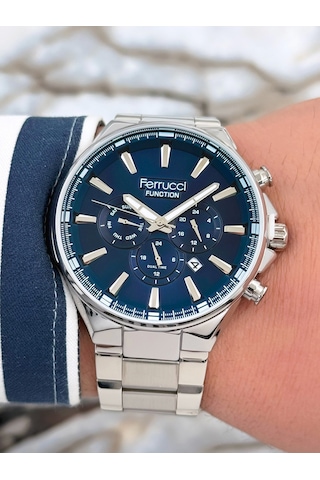 Ferrucci Function 3 Atm Gümüş Renk Çelik Kordon&kasa Erkek Kol Saati+bileklik Zmfer083 Çok Renkli