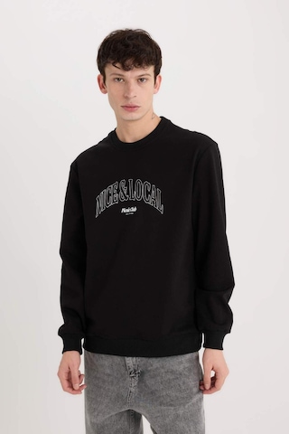 DeFacto Regular Fit Bisiklet Yaka Baskılı Sweatshirt E3205AX24WNBK81 Siyah