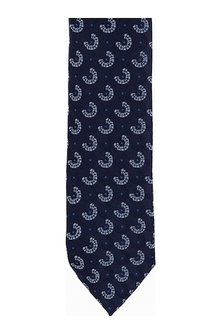 Süvari Lacivert Baskılı Kravat-33547 Lacivert