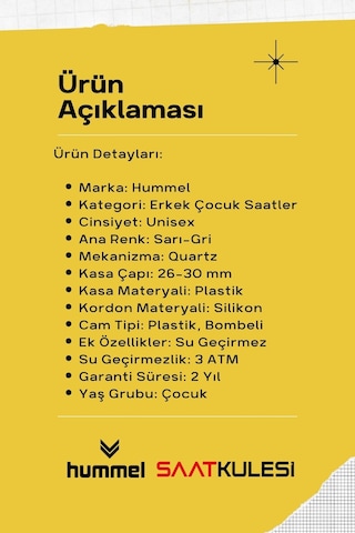 Hummel Erkek Kız Çocuk Kol Saati Sarı Gri Hm-1007ka-1