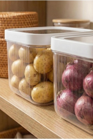 2'li 12 Lt Multibox Beyaz Kayar Kapaklı Saklama Kabı & Erzak Kabı & Patates Soğan Kovası