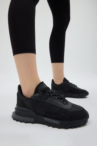 Tonny Black Kalın Termo Taban Yazı Detaylı Retro Stil Günlük Unisex Siyah Spor Ayakkabı Tbhkn005 Siyah