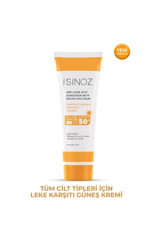 Sinoz Leke Karşıtı Yüksek Koruyucu Normal ve Kuru Ciltler İçin Yüz Güneş Kremi SPF50+ 50 ML