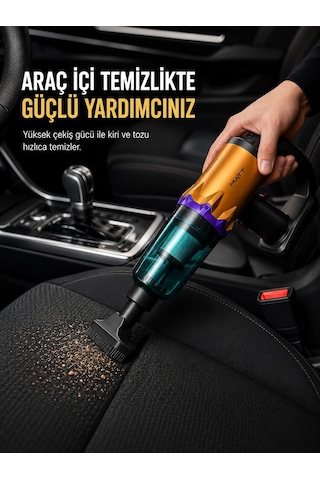 Zenvia Araç İçi Temizlik İçin Şarjlı El Süpürgesi Çok Başlıklı Pratik Temizlik Cihazı Znv2026