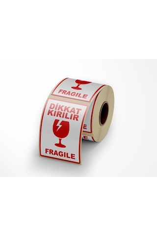 Dikkat Kırılır - Fragile Yapışkanlı Etiket 10 Cm X 15 Cm - 100 Adet