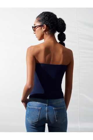 Dilvin 32841 Bağlamalı Bandeau Top-k.lacivert