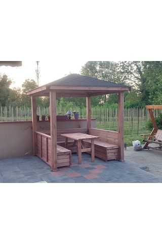 Maun Ahşap Kamelya Pergola Bahçe Oturma Alanı