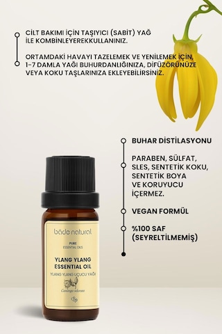 Bade Natural Ylang Ylang Uçucu Yağı %100 Saf 10 ML