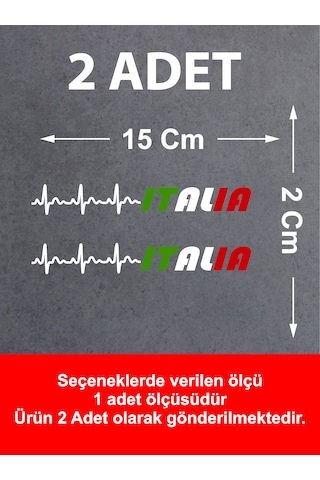Kalp Ritimli Italy Yazı Sticker - Araba Oto Motosiklet Cam Sticker - 00078 15 Cm