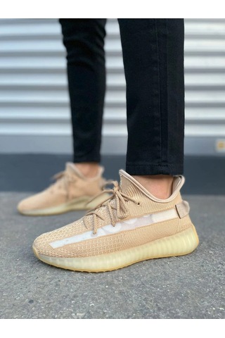 Mevese Morven Erkek , Kadın Triko Sneaker Ayakkabı Günlük Bağcıklı Hafif Spor Modeli - Bej