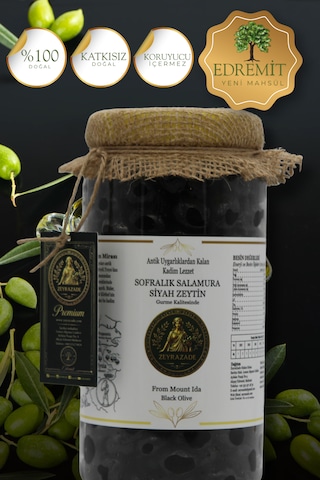 Zeyrazade Doğal Sofralık Salamura Siyah Zeytin L Boy 1kg