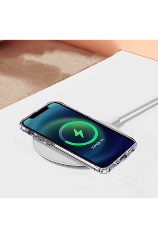 İphone Uyumlu 15 İçin Kılıf Kamera Korumalı Magsafe Wireless Şarj Özellikli Şeffaf Kılıf Şeffaf